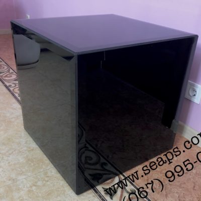 СТЕКЛЯННАЯ ТУМБА ЧЁРНАЯ ФАЦЕТ 25 500х500х500 MZ-77