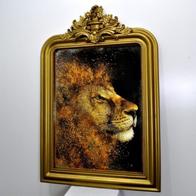 GOLD LION №383. СОСТАРЕННАЯ КАРТИНА В ГИПСОВОЙ РАМЕ