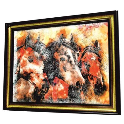 КАРТИНА X8. 830X1107 THREE HORSES IN GOLD #511BG