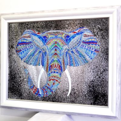 CRYSTAL ELEPHANT. КРИСТАЛЬНЫЙ СЛОН В РАМЕ. №3337