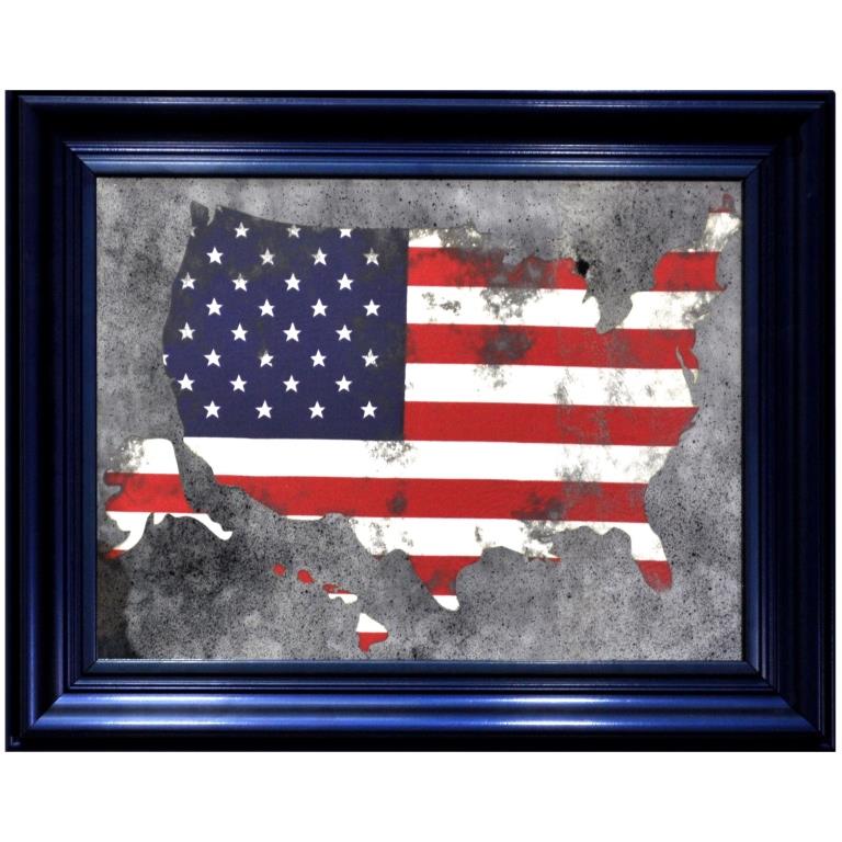 USA FLAG UNDER ANCIENT MIRROR X5 400 X 500 № 2490